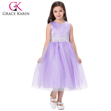 Grace Karin Neues Modell Ärmelloses knöchellangen Tüll Blumenmädchen Prinzessin Kleid Mädchen Kleid Geburtstagsfeier Kleid CL008939-4